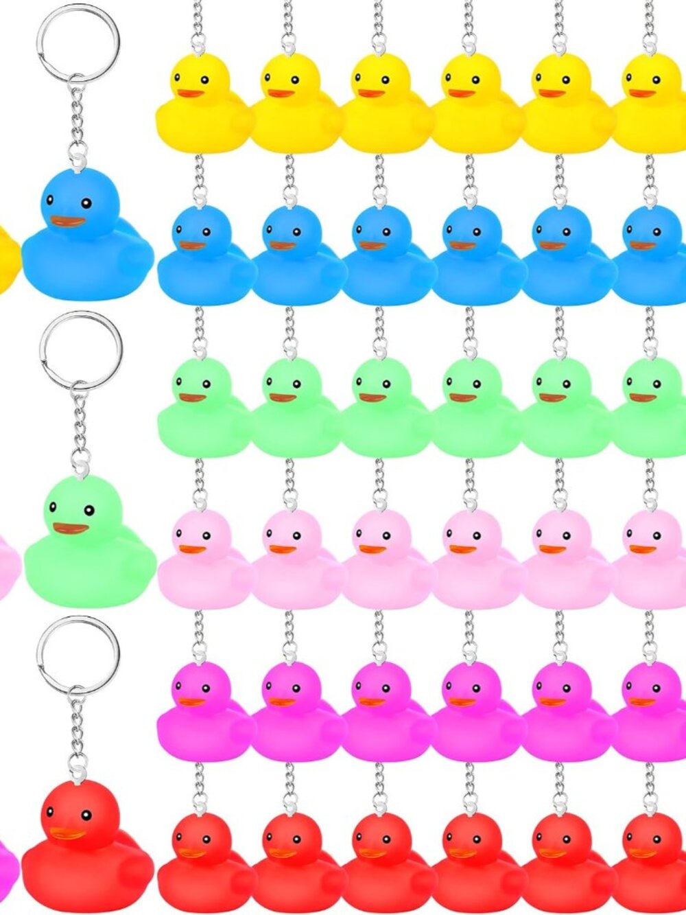 24 Pcs Mini Rainbow Rubber Ducks Keychain Bulk Cruise Rubber Ducks